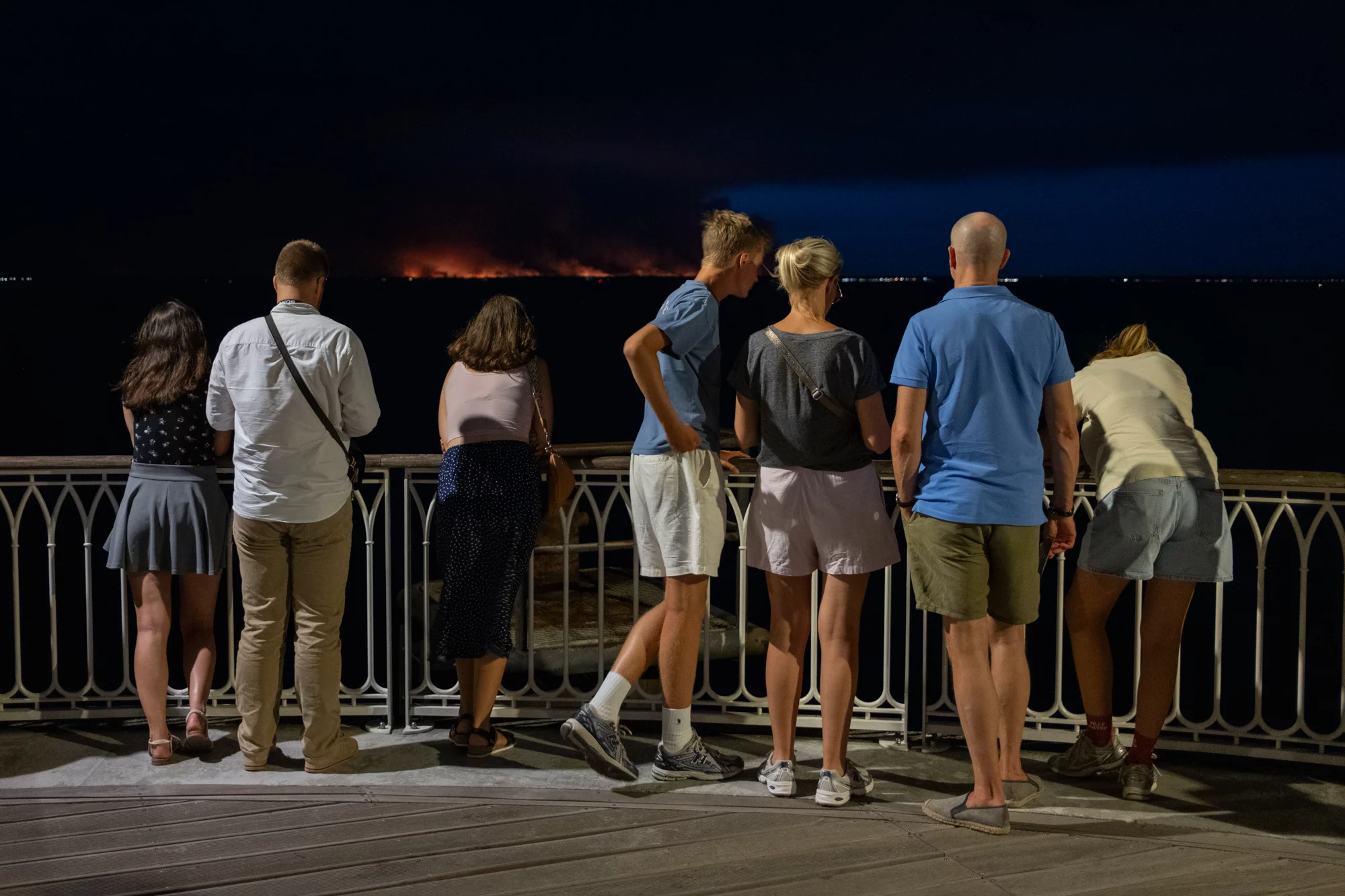 Feux de forêt autour du bassin d&rsquo;Arcachon Jeudi 23 juillet 2026 - Vue des feux de forêts depuis les plages d'Arcachon