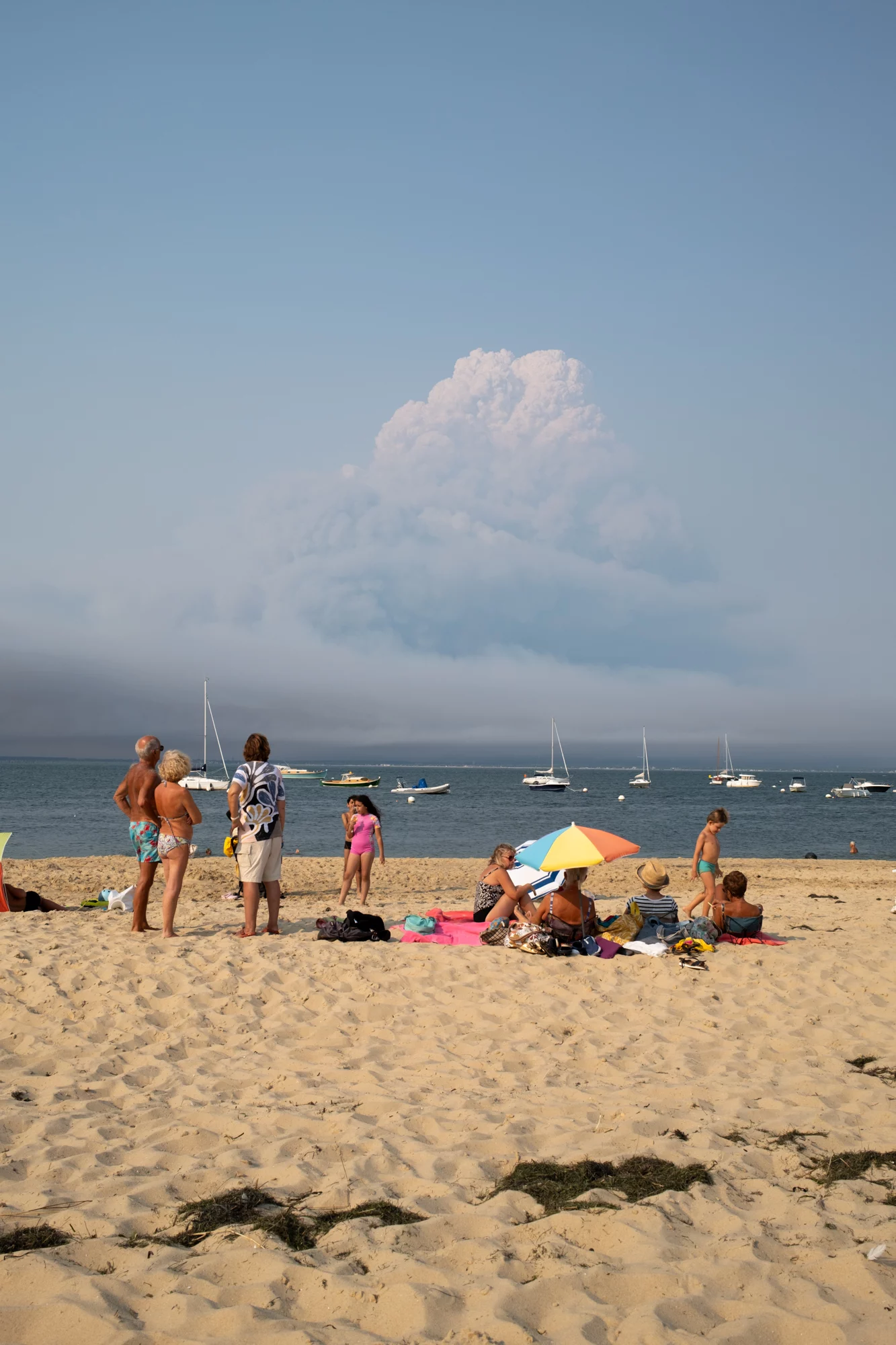 Feux de forêt autour du bassin d&rsquo;Arcachon Vendredi 24 juillet 2026 - Le feu se dissipe du cap et remonte vers le nord